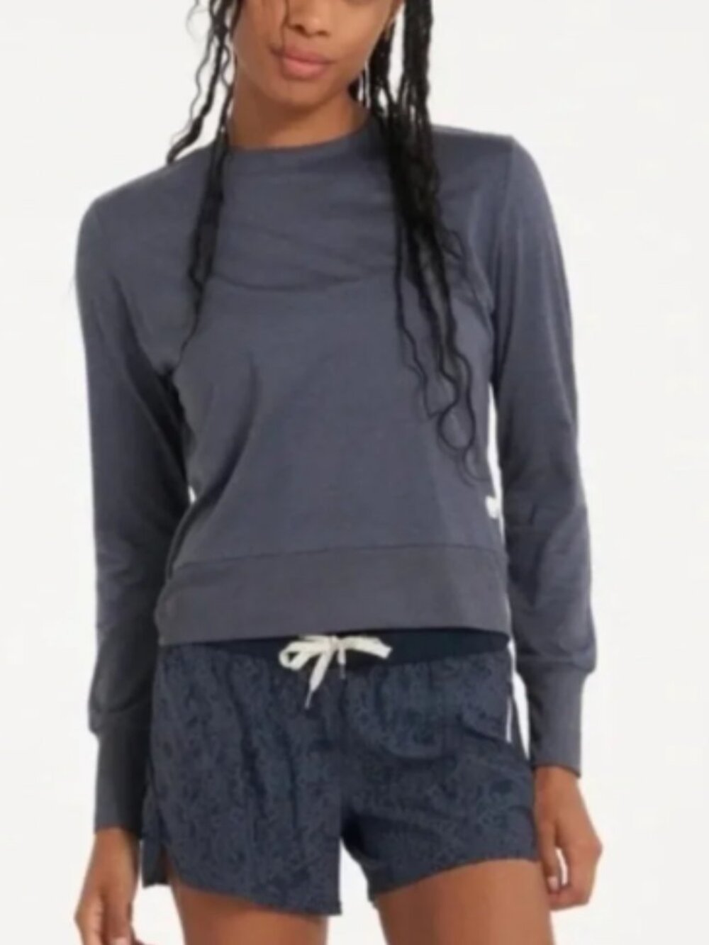 Vuori Daydream Crew Long Sleeve Shirt Top Blue Heather Size Medium